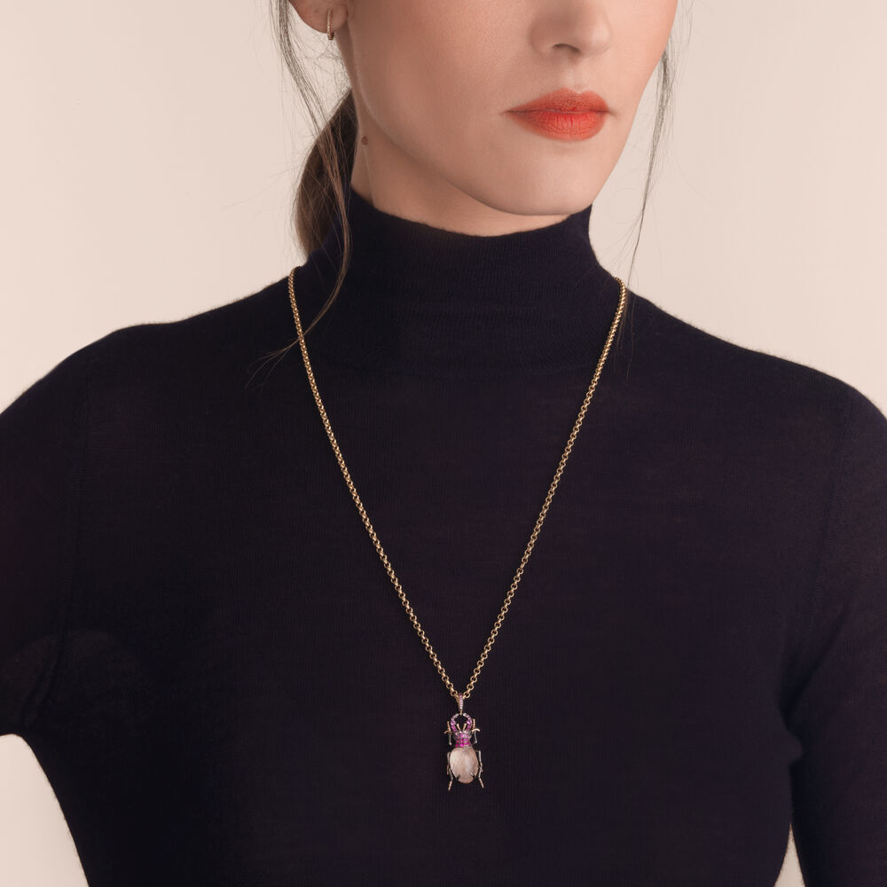 Mythology 18ct Rose Gold Rose Quartz Beetle Charm | Annoushka jewelley